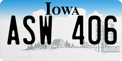 IA license plate ASW406