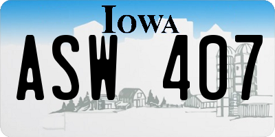IA license plate ASW407