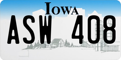 IA license plate ASW408