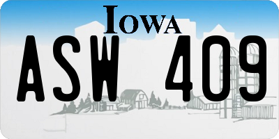 IA license plate ASW409