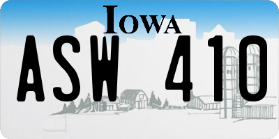 IA license plate ASW410