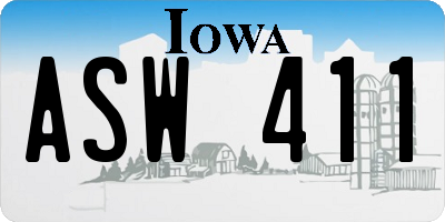 IA license plate ASW411