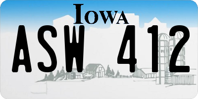 IA license plate ASW412