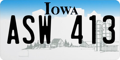IA license plate ASW413