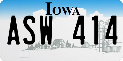 IA license plate ASW414