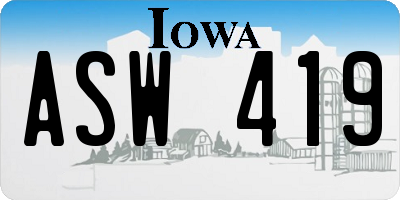 IA license plate ASW419