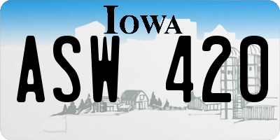 IA license plate ASW420