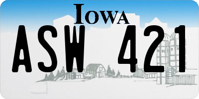 IA license plate ASW421