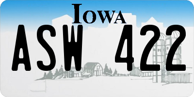 IA license plate ASW422