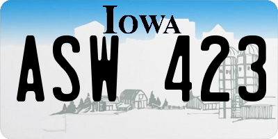 IA license plate ASW423