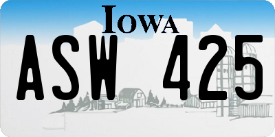 IA license plate ASW425