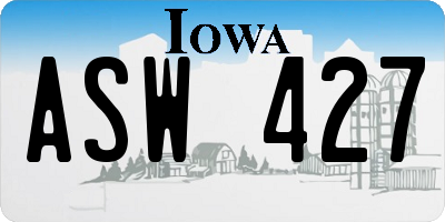 IA license plate ASW427