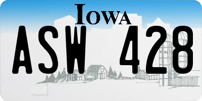 IA license plate ASW428