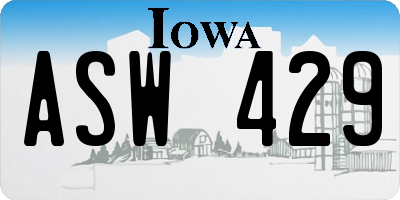 IA license plate ASW429
