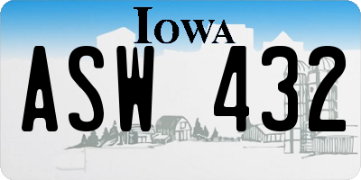 IA license plate ASW432
