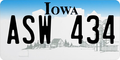 IA license plate ASW434