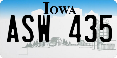 IA license plate ASW435