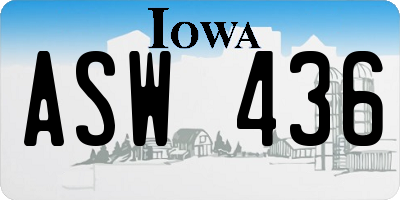 IA license plate ASW436