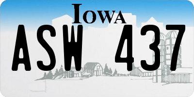 IA license plate ASW437