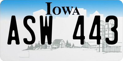 IA license plate ASW443