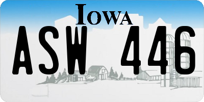 IA license plate ASW446