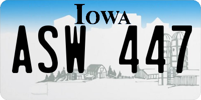 IA license plate ASW447