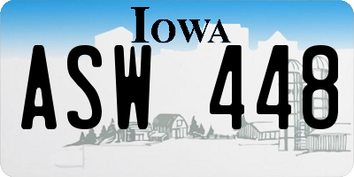 IA license plate ASW448