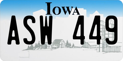 IA license plate ASW449