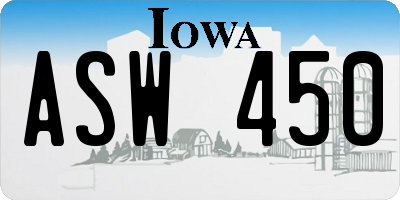 IA license plate ASW450