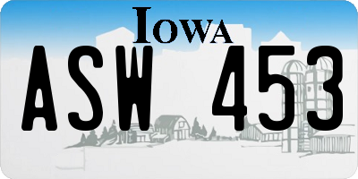 IA license plate ASW453