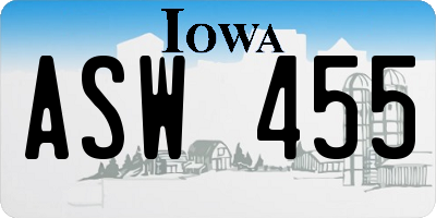 IA license plate ASW455