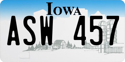 IA license plate ASW457