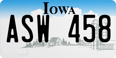 IA license plate ASW458