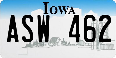 IA license plate ASW462