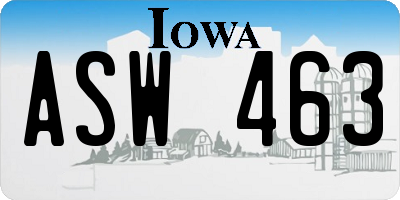 IA license plate ASW463