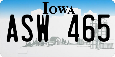 IA license plate ASW465