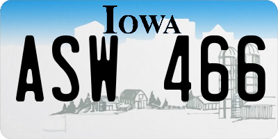IA license plate ASW466