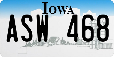 IA license plate ASW468