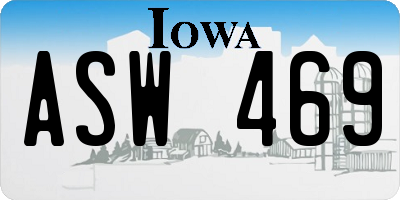 IA license plate ASW469