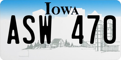 IA license plate ASW470