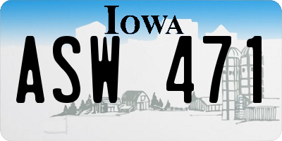 IA license plate ASW471
