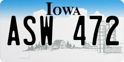 IA license plate ASW472