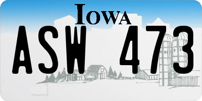 IA license plate ASW473