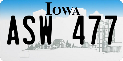 IA license plate ASW477