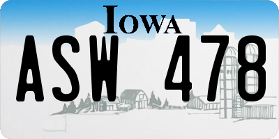 IA license plate ASW478
