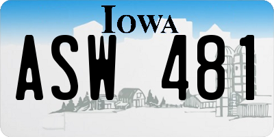 IA license plate ASW481