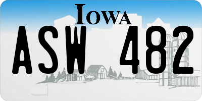 IA license plate ASW482