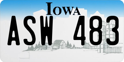 IA license plate ASW483