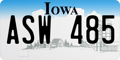 IA license plate ASW485