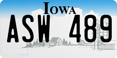 IA license plate ASW489